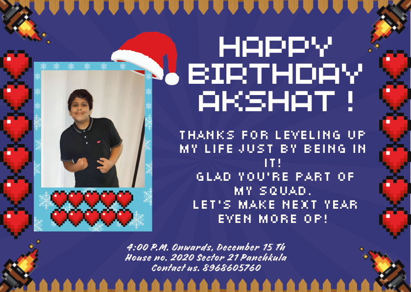 Pixel art birthday invitation